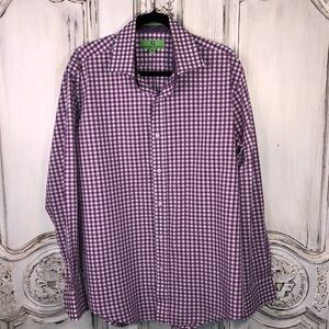 Men’s Bristol & Bull 100% Cotton Orchid, and White Gingham Check  Dress Shirt